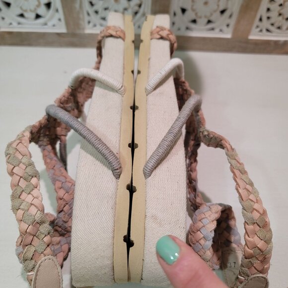 Free People Womens Sz 6.5 Denali Woven Footbed Sandals Neutral Earthy Shoes Boho - Picture 4 of 13